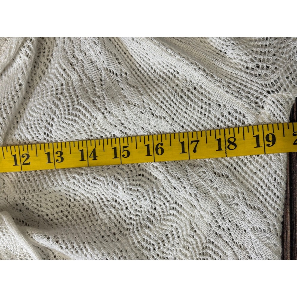 Lauren Ralph Lauren Cardigan Womens M Cream Open Knit Shawl Collar Cotton - Picture 6 of 12